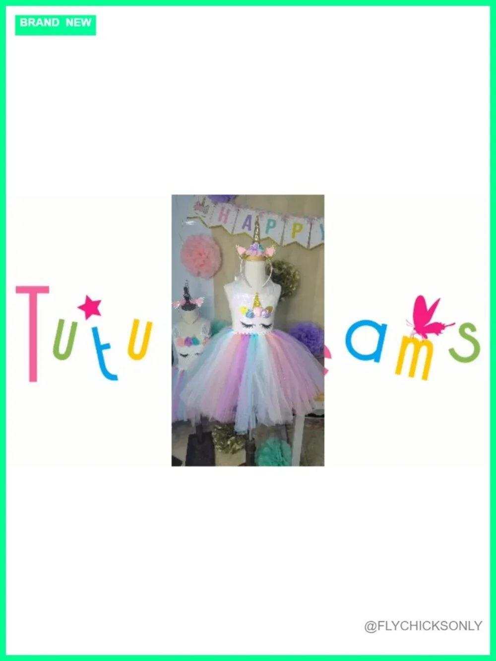 Girls Sequin Unicorn Tutu Dress with Headband Birthday Party Costume Sizes 1-10Y